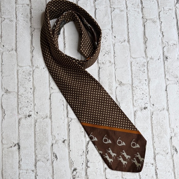 Brown Patterned Men's Tie - Picture 1 of 6